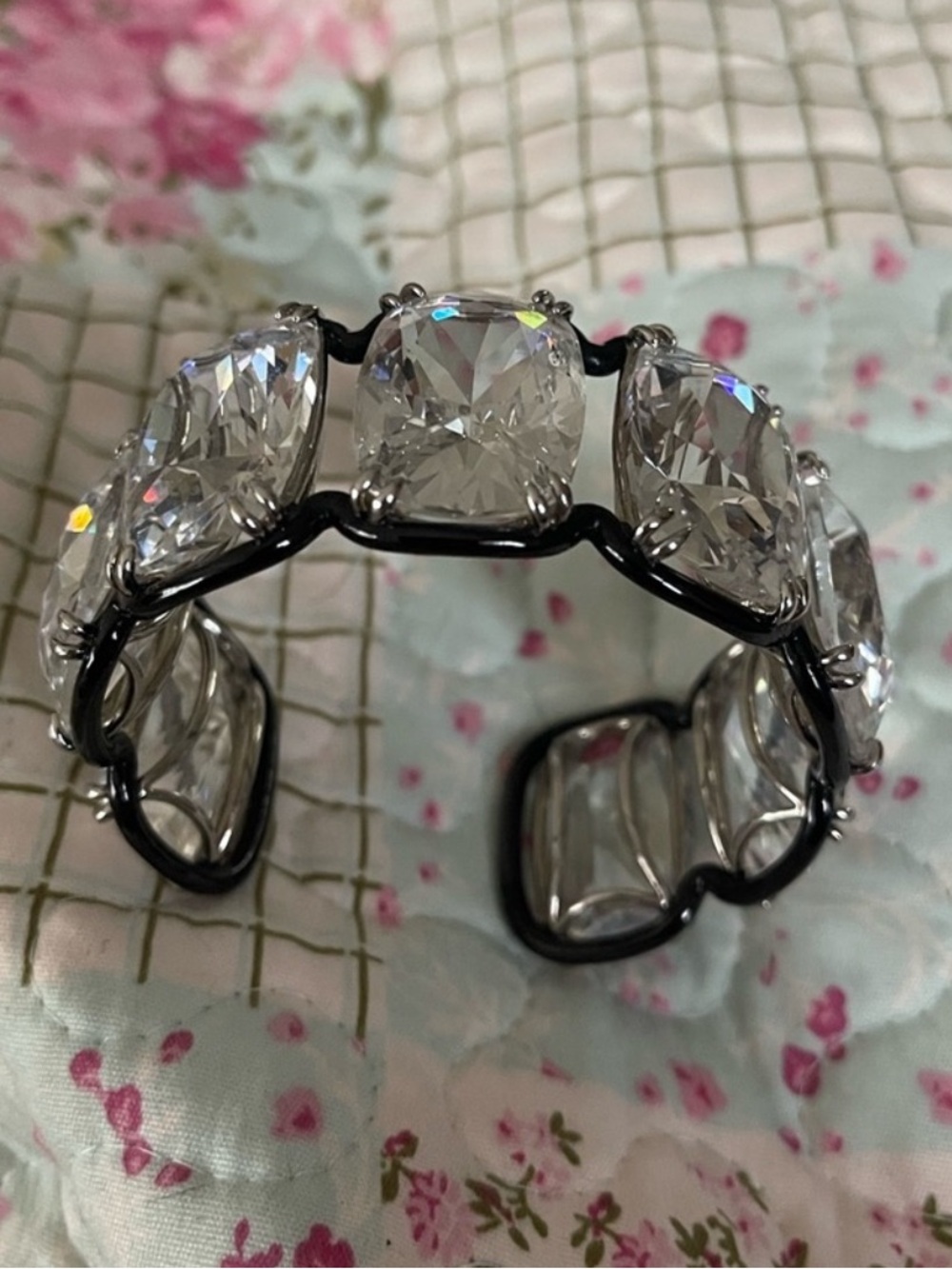 Swarovski Harmonia Oversized Cushion-Cut Crystal Cuff | Runway Glam Statement
